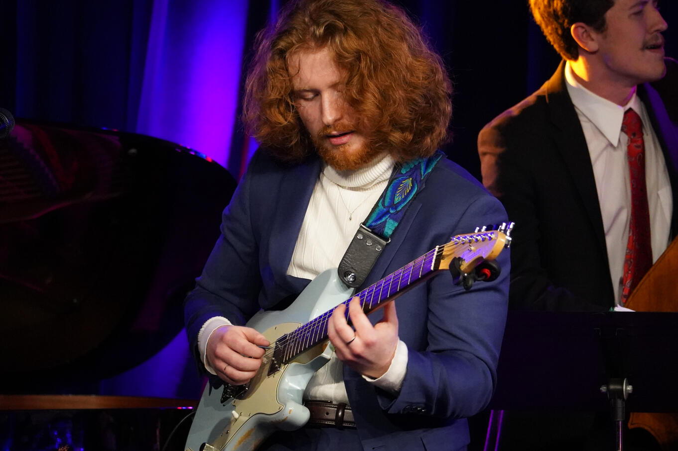 Noah Hogan at the Blue LLama Jazz Club (left to right: Noah Hogan, Jack Nissen). Photo by Loryn Hawley